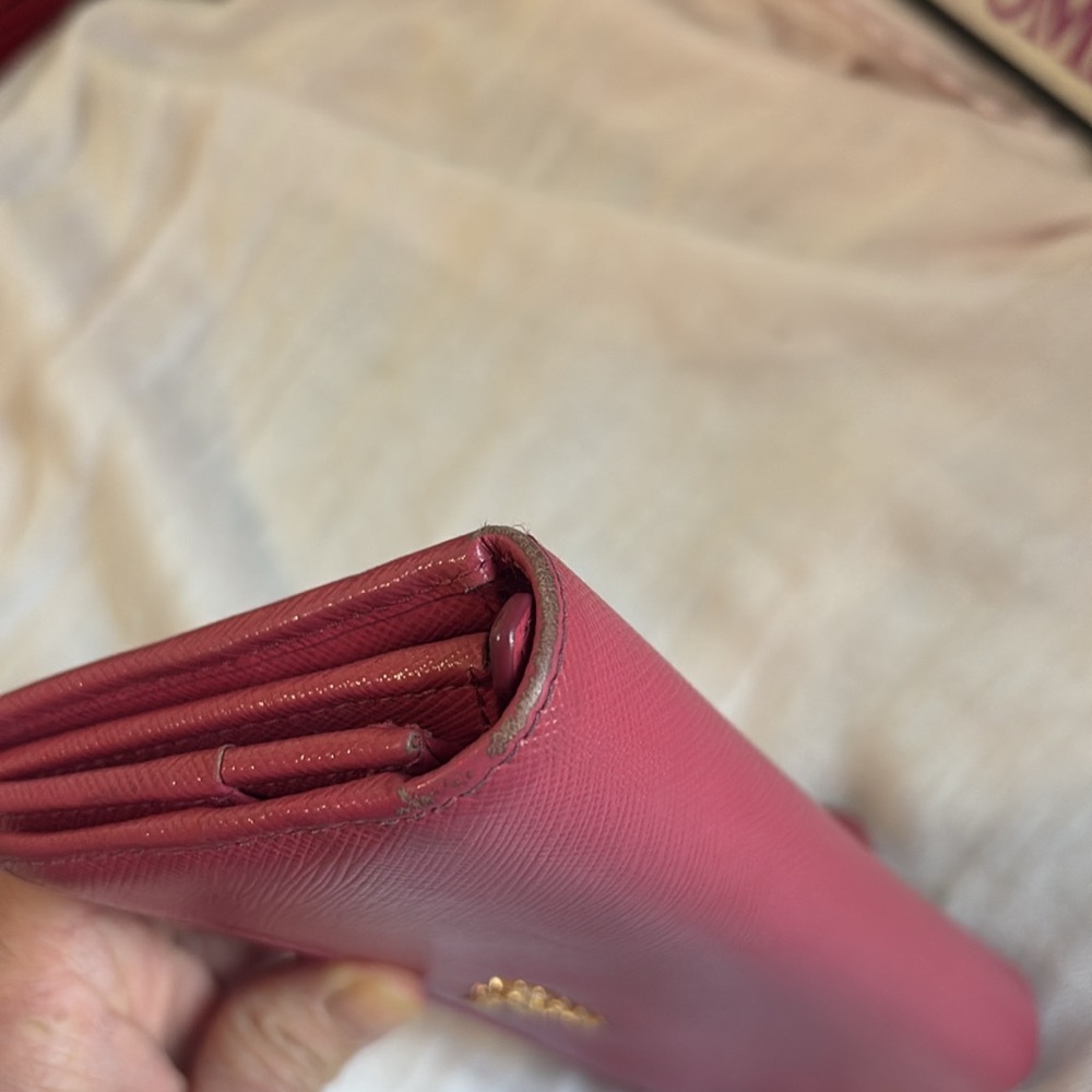 Prada Continental Wallet Pink Saffiano Metal Leather - Picture 10 of 12